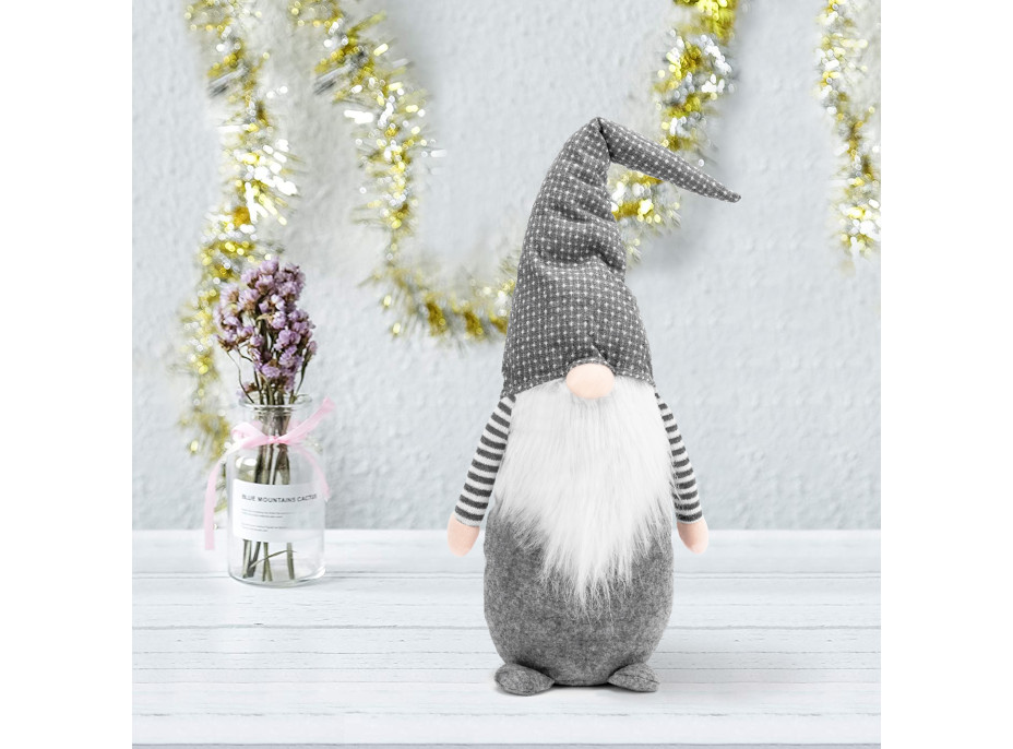 Vianočný škriatok 60 cm - šedý