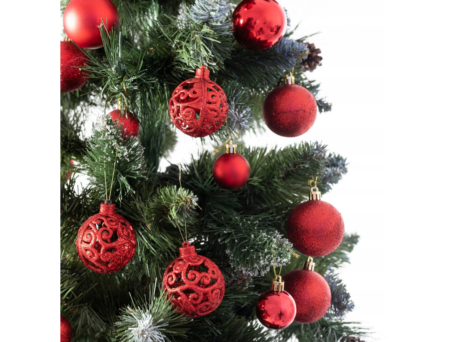 Vianočné závesné banky na stromček - 100 ks - červené