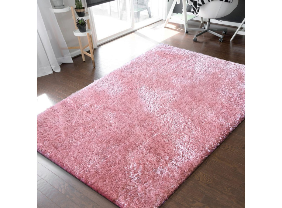 Moderný koberec SHAGGY MERRY - ružový