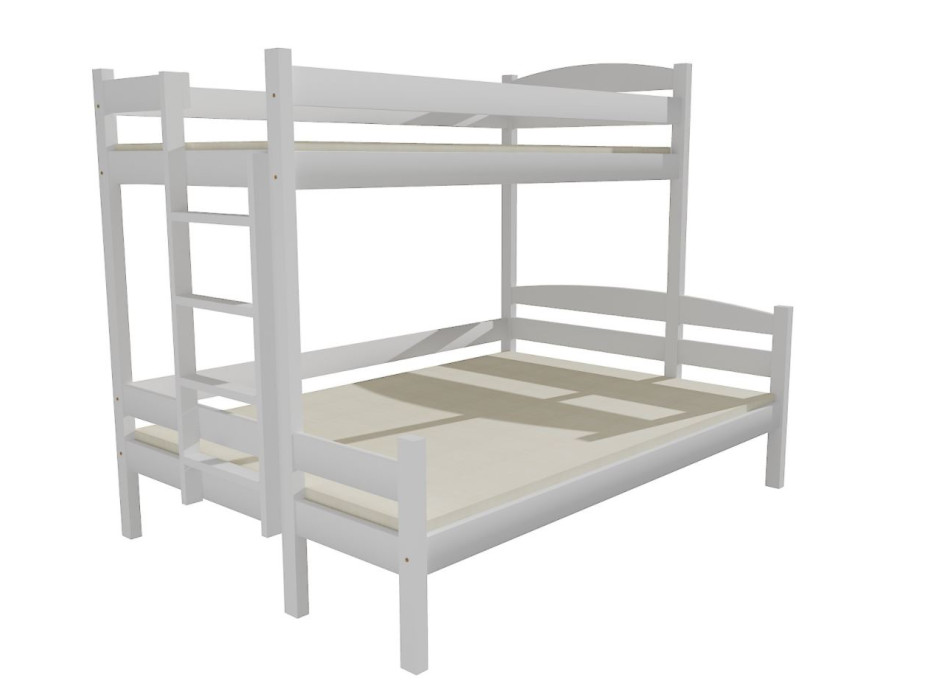 Detská poschodová posteľ s rozšíreným spodným lôžkom z MASÍVU 200x90cm bez zásuvky - PPS001