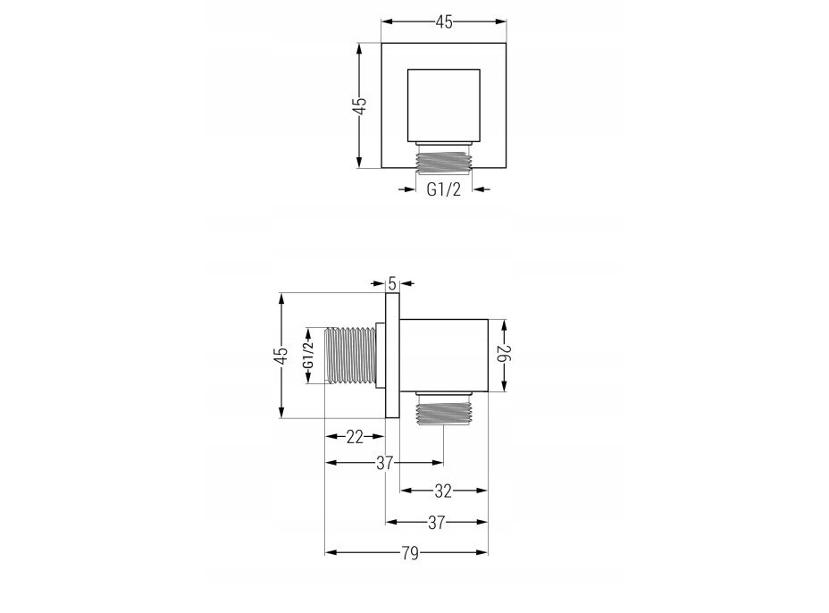 Stenový vývod ručnej sprchy MEXEN CUBE - mosadzný - hranatý - biely, 79340-20