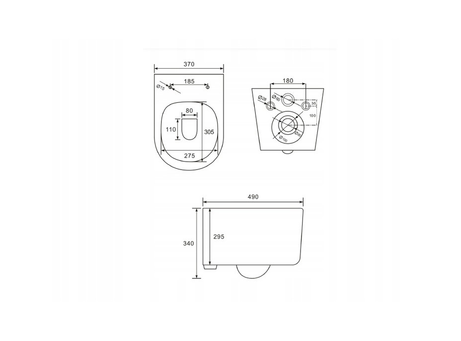 Závesné WC CARMEN RIMLESS - čiernej matnej + Duroplast sedátko