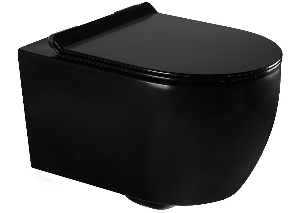 Závesné WC CARMEN RIMLESS - čiernej matnej + Duroplast sedátko slim
