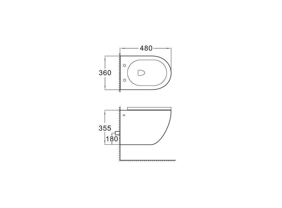 Závesné WC LENA RIMLESS - čiernej matnej + Duroplast sedátko