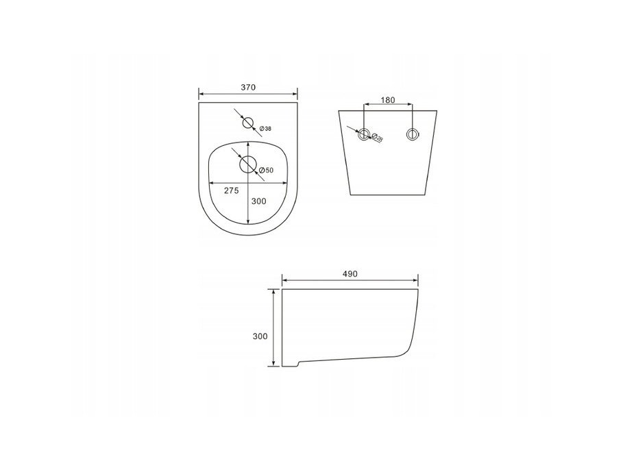 Závesný bidet MEXEN CARMEN 49 cm - čierny matný, 35884985