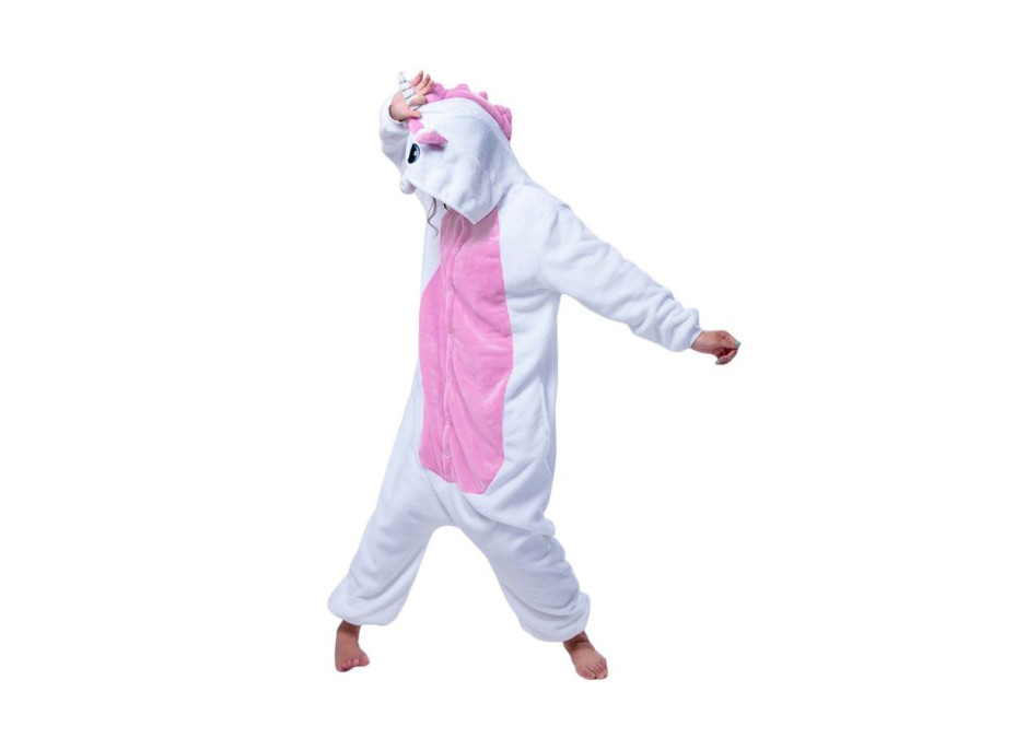 Overal KIGURUMI - jednorožec svetlo ružový / biely