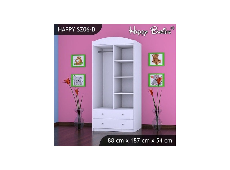 SKLADOM: Detská skriňa BAGR - TYP 6B - zeleno / biela