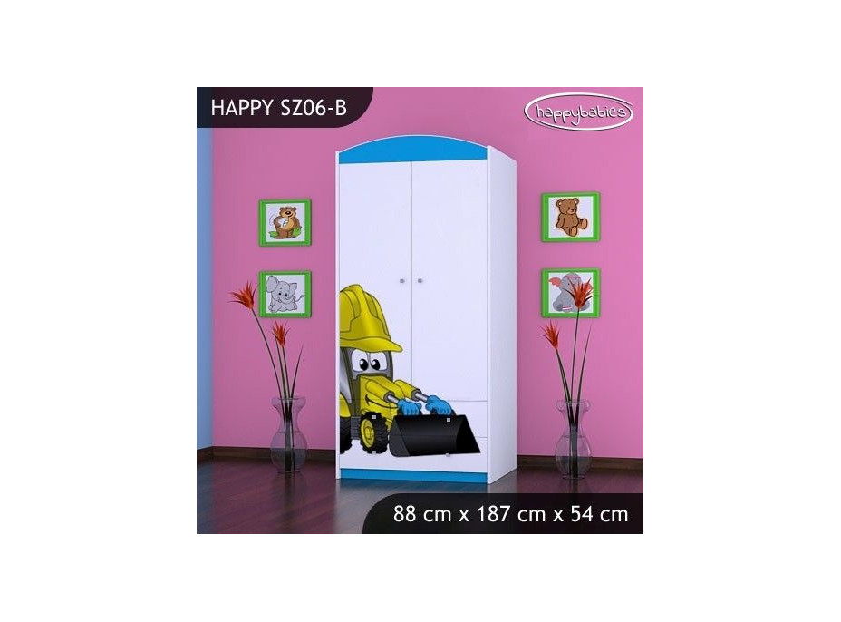 SKLADOM: Detská skriňa BAGR - TYP 6B - zeleno / biela