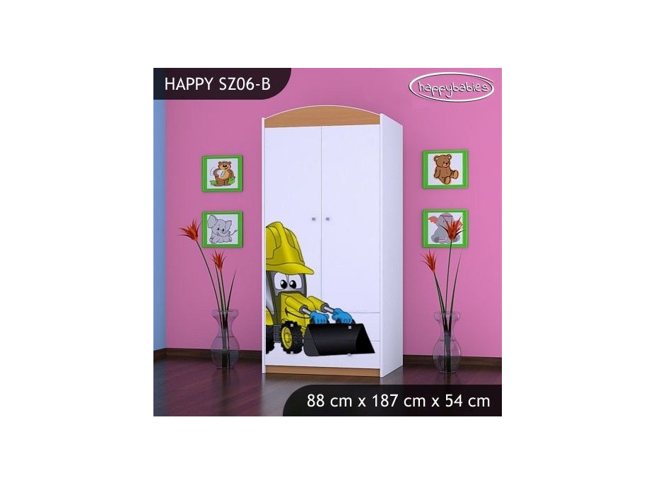 SKLADOM: Detská skriňa BAGR - TYP 6B - zeleno / biela