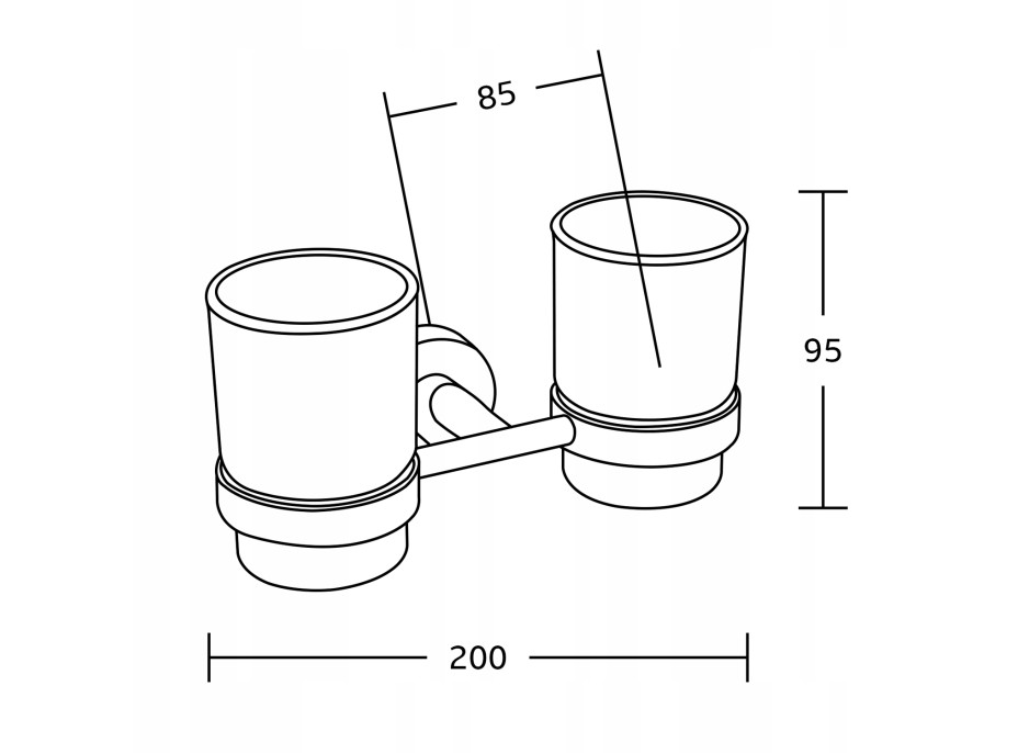 Závesný dvojitý okrúhly držiak kefiek MEXEN TIBER - kov / sklo - chrómový, 7050552-00