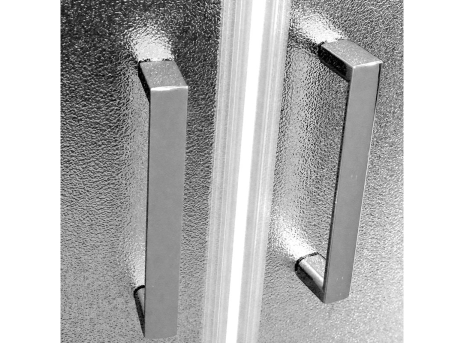 Sprchový box, štvrťkruh, 80 cm, satin ALU, sklo Point, zadné steny biele, liata vanička, so strieškou