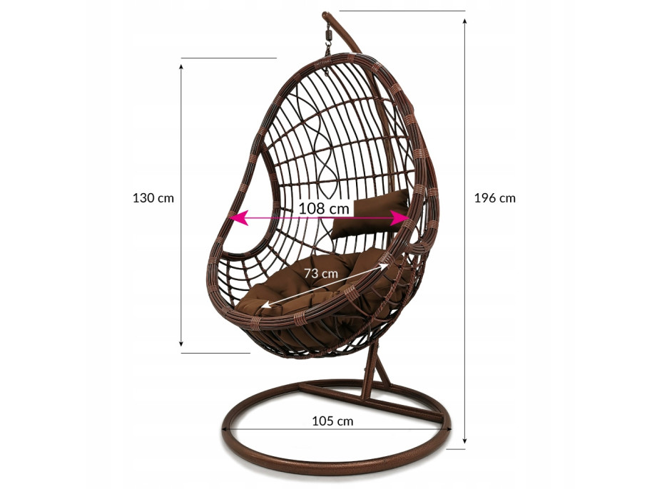 Závesné hojdacie kreslo SANTOS - sivé / čierne - XXL