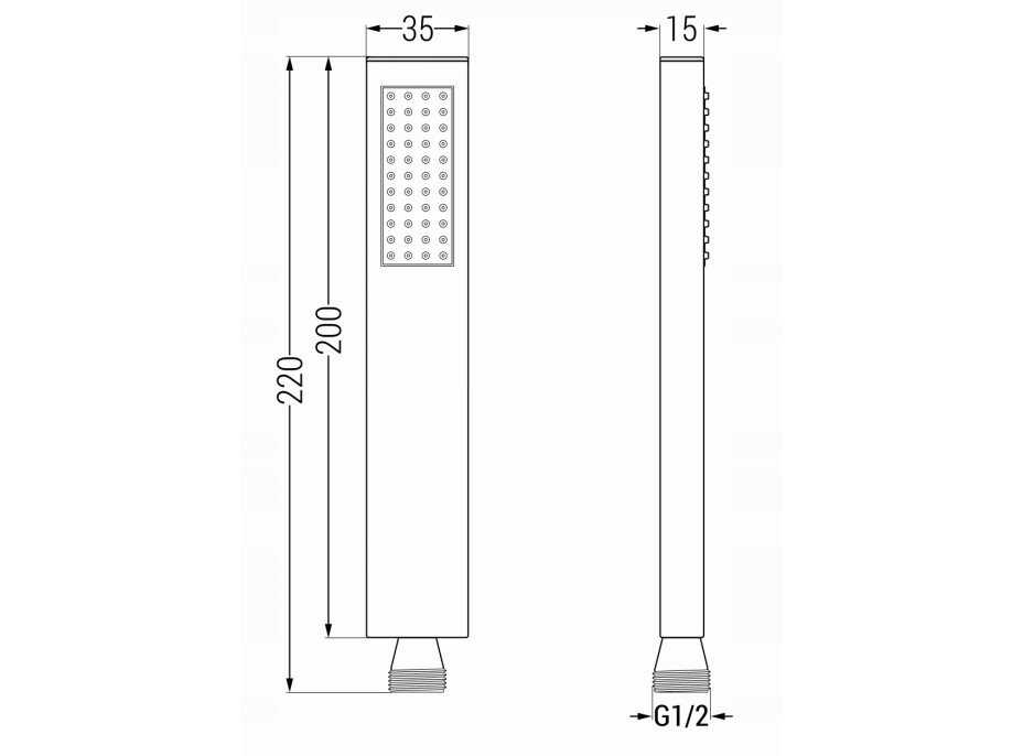 Ručná mosadzná sprchová hlavica MEXEN R-02 - 1 funkcia - 200x35 mm - grafitová, 79500-66
