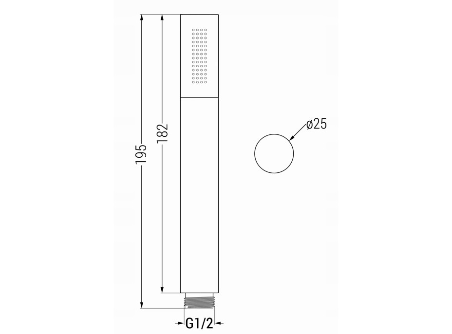Ručná mosadzná sprchová hlavica MEXEN R-70 - 1 funkcia - 182x25 mm - chrómová, 79570-00
