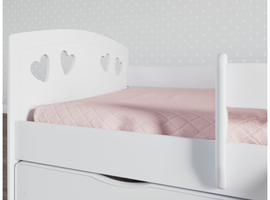 Detská srdiečková posteľ JULIE so zásuvkou - biela 180x80 cm