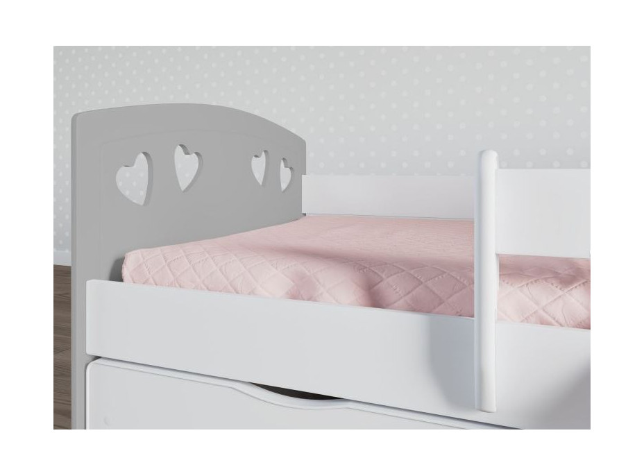 Detská srdiečková posteľ JULIE so zásuvkou - sivá 160x80 cm
