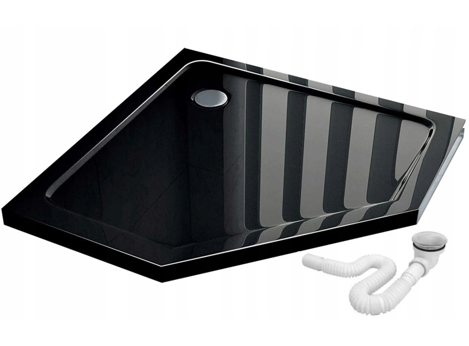 Päťuholníková sprchová vanička MAXMAX Rea DIAMOND 90x90x5 cm - čierna lesklá