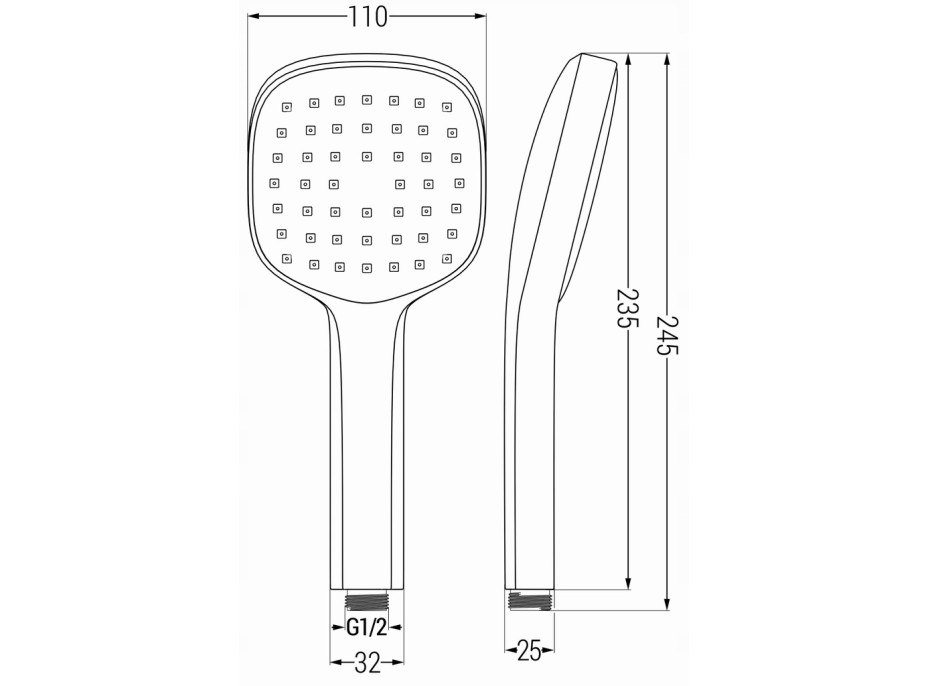 Ručná sprchová hlavica MEXEN R-33 - 1 funkcia - 235x110 mm - čierna matná, 79533-70