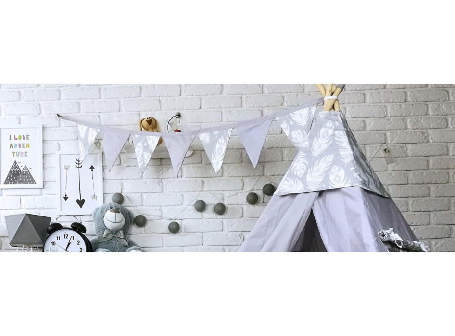 Dekoračná vlajková girlanda PIERKA - šedá