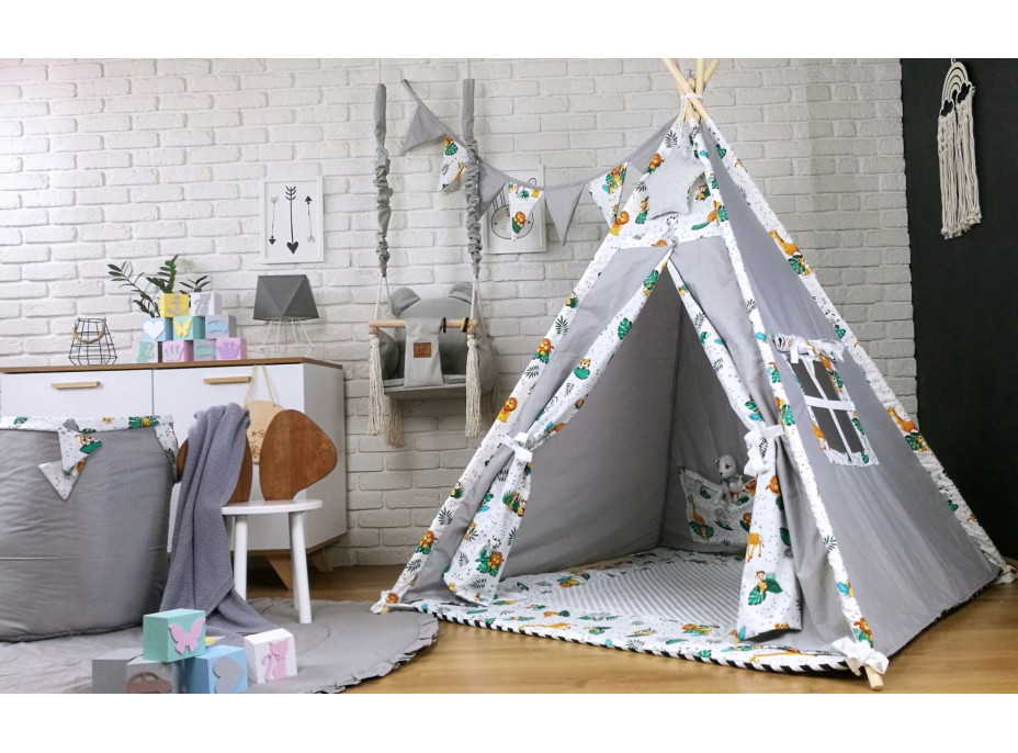 Detský stan teepee (típí) LUXURY s doplnkami - JUNGLE