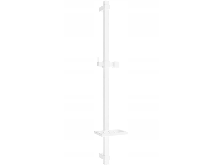 Sprchová kovová tyč s držiakom na ručnú sprchu a mydlo MEXEN DQ - 80 cm - biela, 79381-20