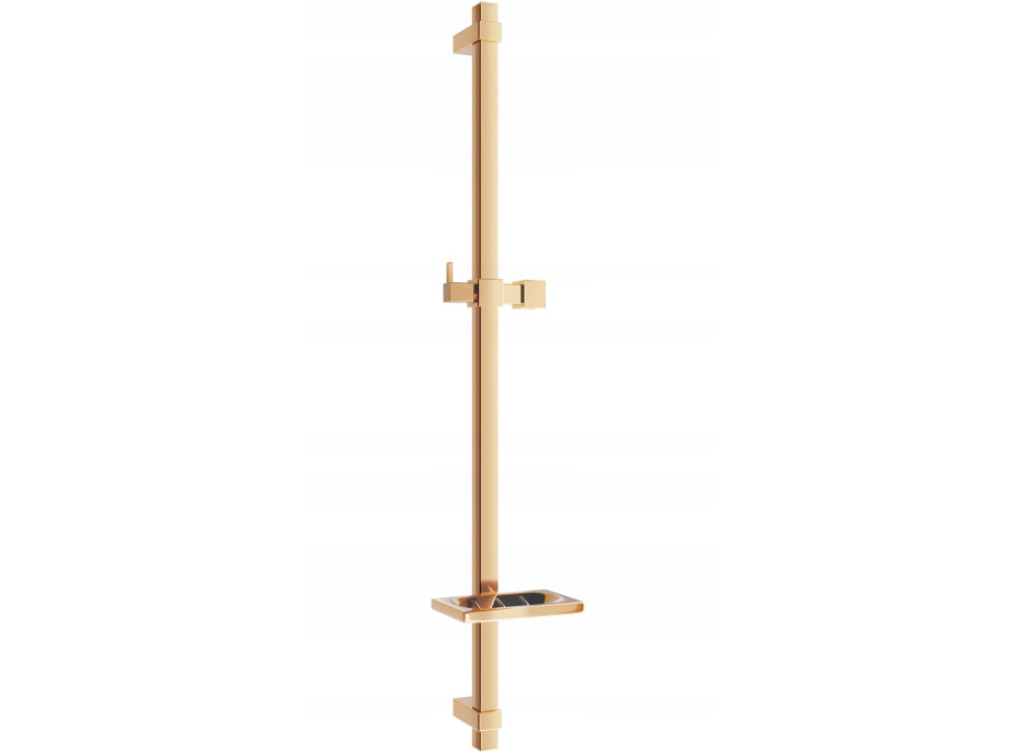 Sprchová kovová tyč s držiakom na ručnú sprchu a mydlo MEXEN DQ - 80 cm - rose gold, 79381-60