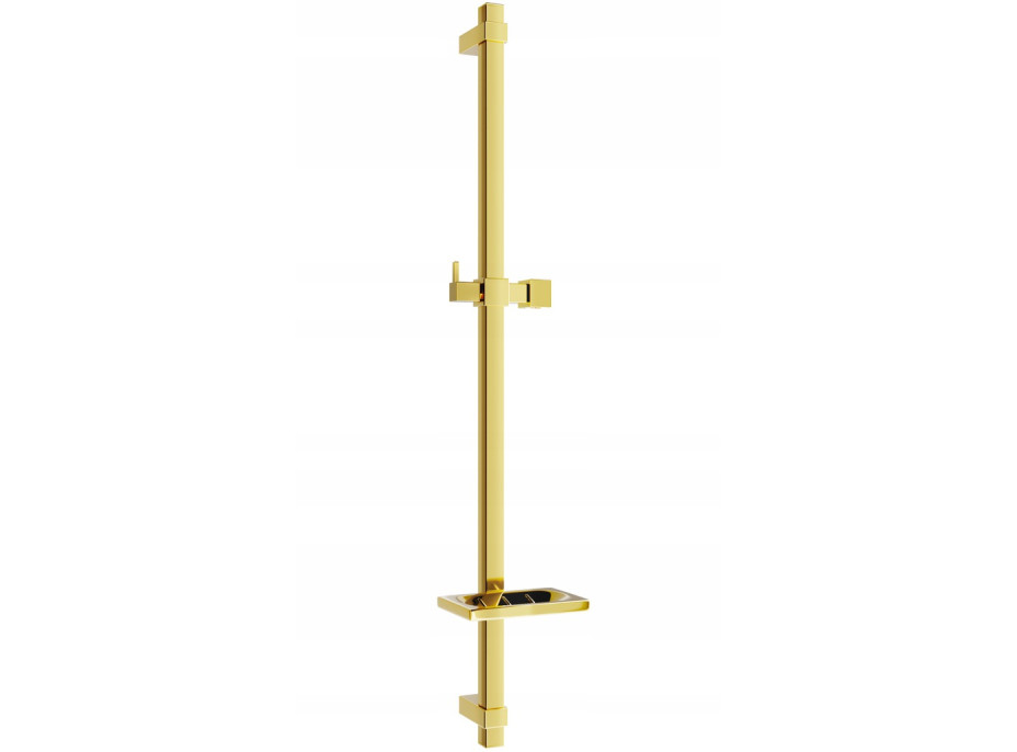 Sprchová kovová tyč s držiakom na ručnú sprchu a mydlo MEXEN DQ - 80 cm - zlatá, 79381-50