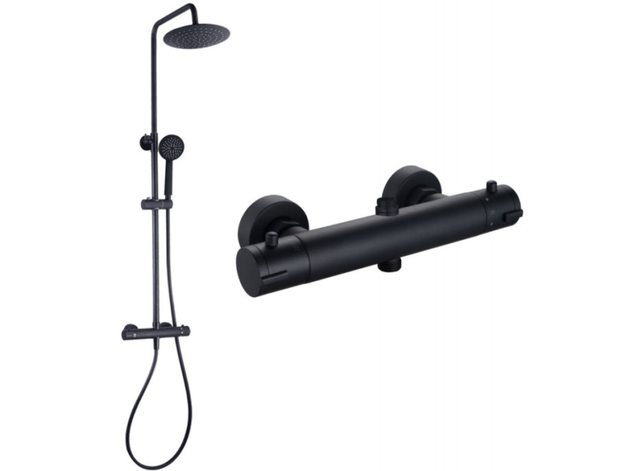 Sprchová súprava - DENIS s termostatickou batériou - čierna