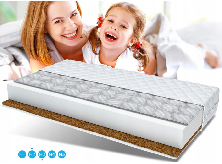 Detský matrac JUNIOR MAX RELAX 160x80x10 cm - kokos / pena / pohánka