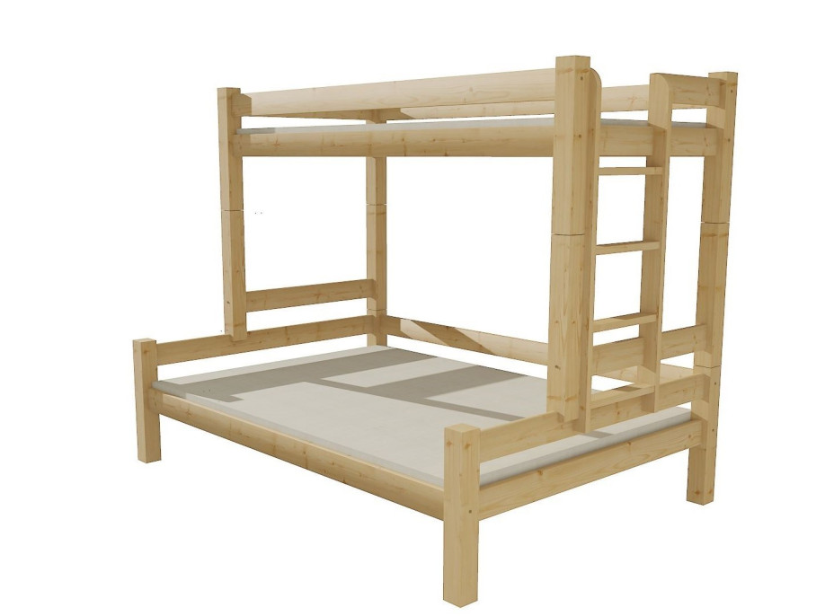 Detská poschodová posteľ s rozšíreným spodným lôžkom z masívu ROBUST 8X8 6B - 200x80 / 120 cm