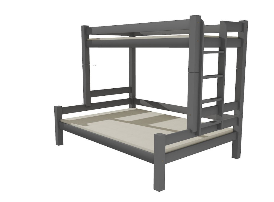 Detská poschodová posteľ s rozšíreným spodným lôžkom z masívu ROBUST 8X8 6B - 200x80 / 120 cm