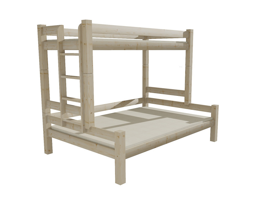Detská poschodová posteľ s rozšíreným spodným lôžkom z masívu ROBUST 8X8 6B - 200x80 / 140 cm