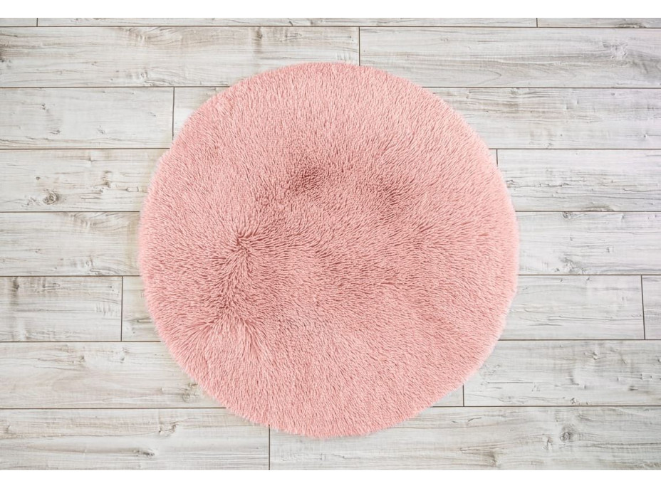Plyšový guľatý koberec SOFT 90 cm - ružový
