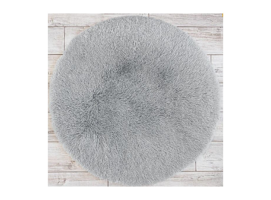 Plyšový guľatý koberec SOFT 90 cm - šedý
