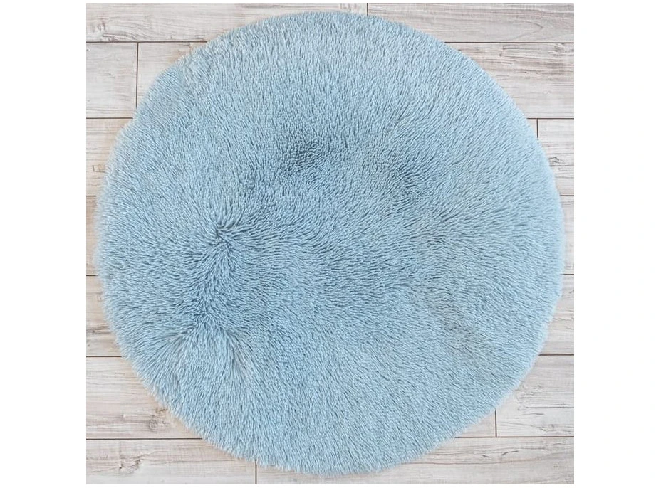 Plyšový guľatý koberec SOFT 90 cm - svetlo modrý