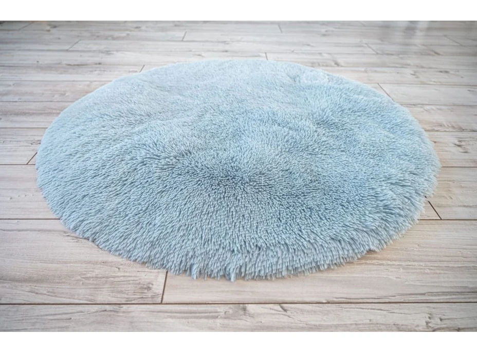 Plyšový guľatý koberec SOFT 90 cm - svetlo modrý