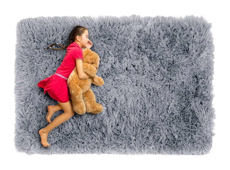 Plyšový detský koberec MAX - ŠEDÝ
