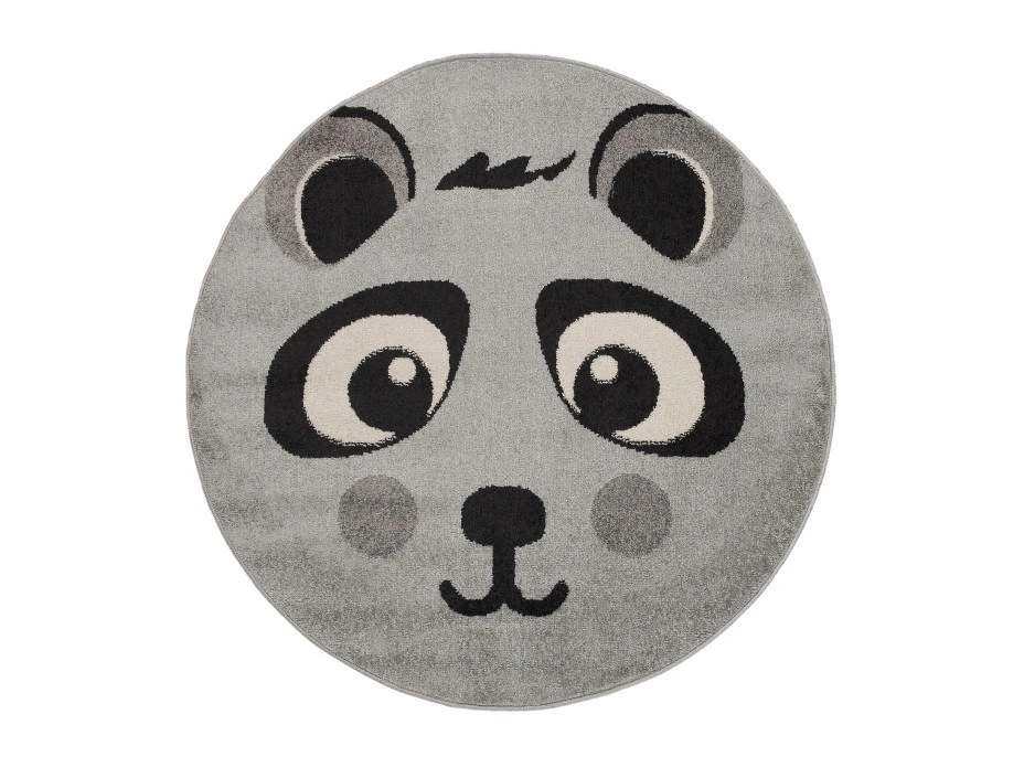 Detský okrúhly koberec Happy M PANDA - šedý