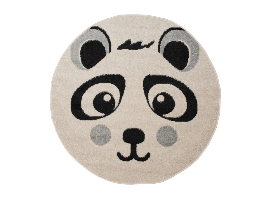 Detský guľatý koberec Happy M PANDA - biely