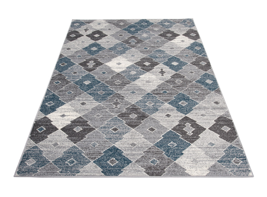 Kusový koberec FIKA Rhombus - šedo-modrý