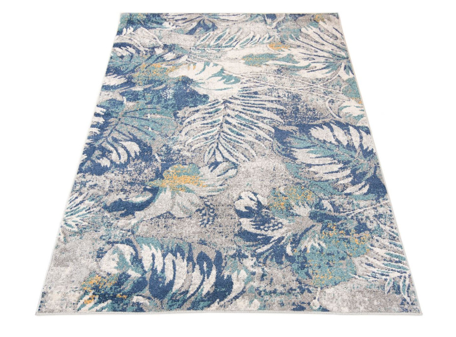 Moderný kusový koberec DENVER Tropical - šedý/modrý