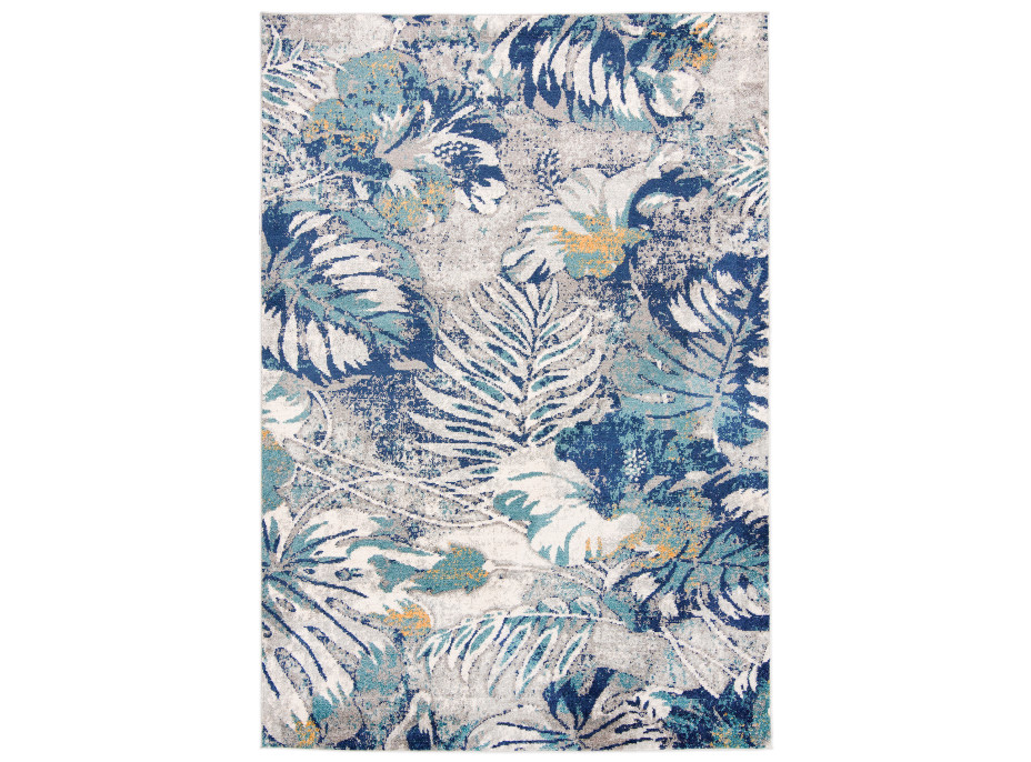 Moderný kusový koberec DENVER Tropical - šedý/modrý