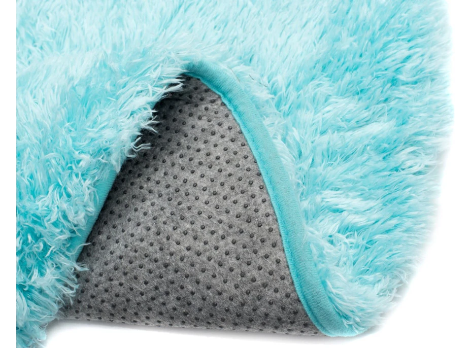 Plyšový guľatý koberec FIREN - tyrkysový