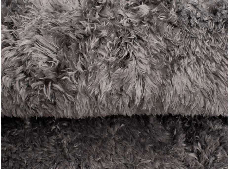 Plyšový guľatý koberec FIREN - sivý