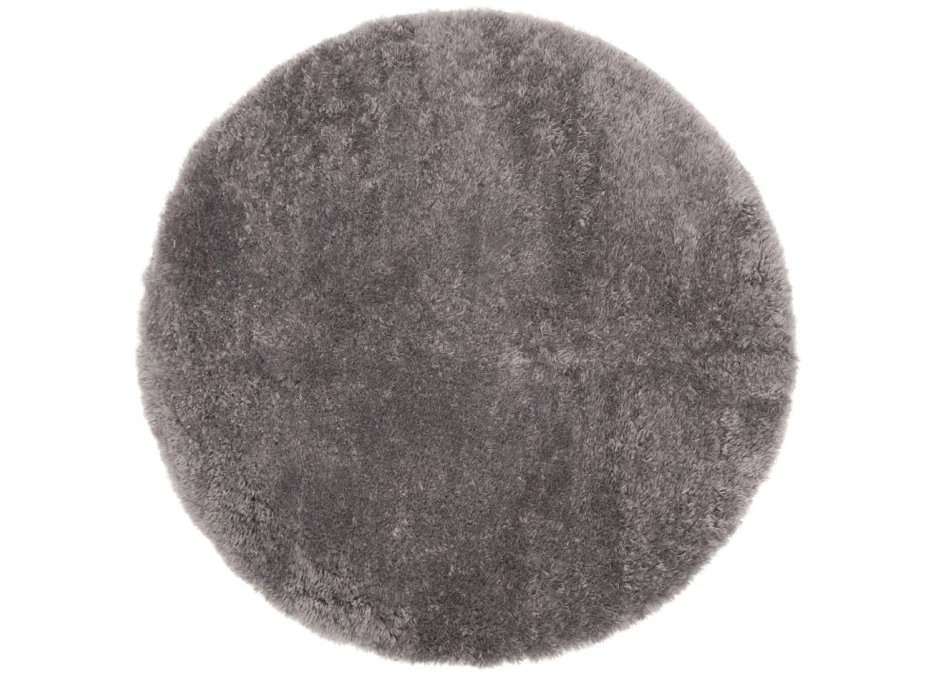 Plyšový guľatý koberec FIREN - sivý