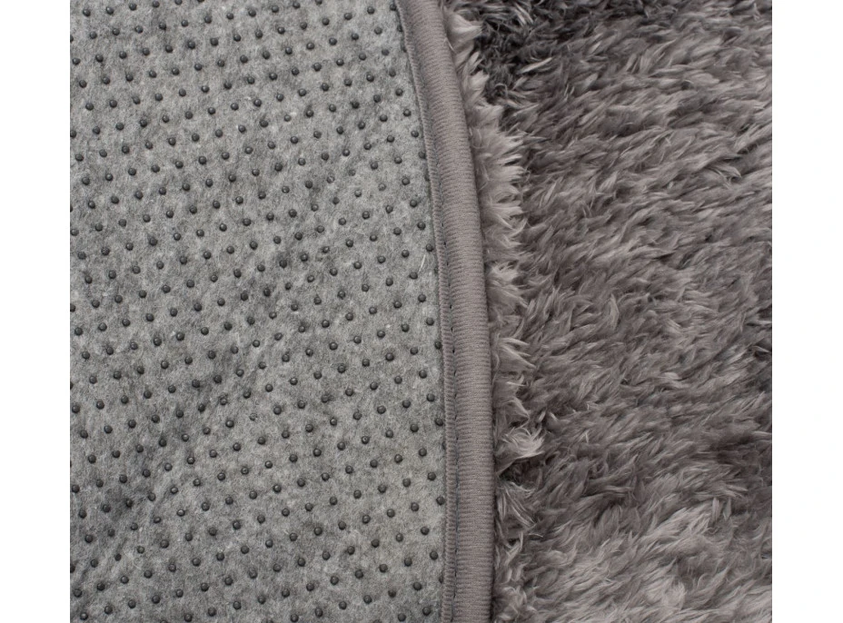 Plyšový guľatý koberec FIREN - sivý
