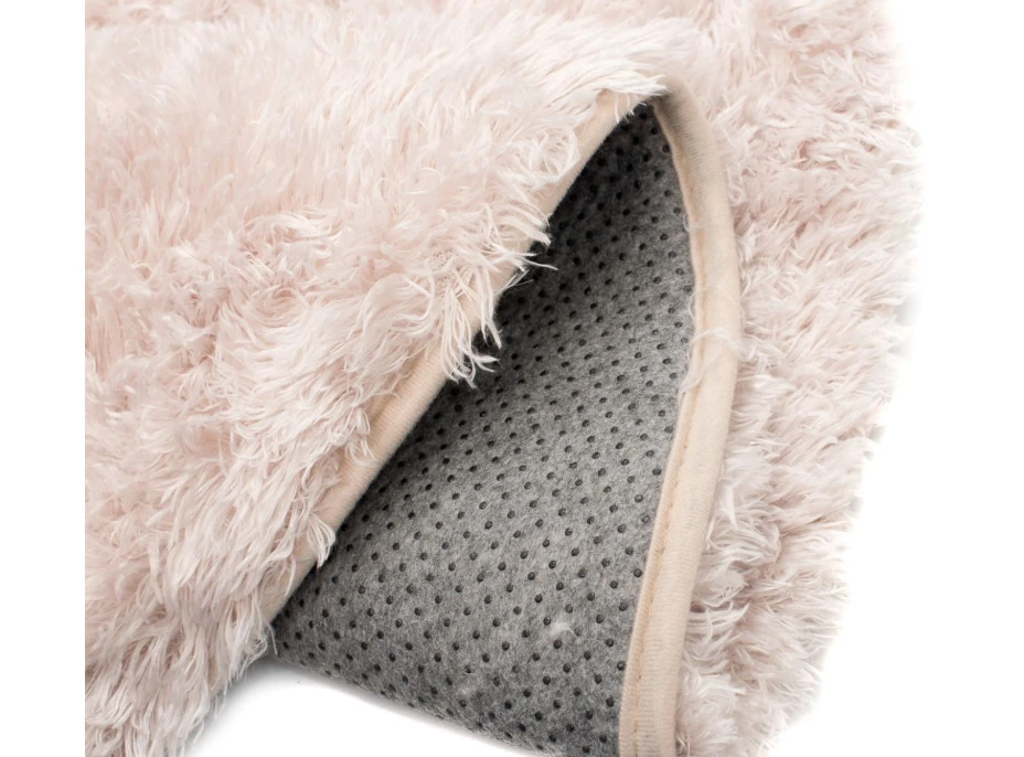 Plyšový guľatý koberec FIREN - béžový