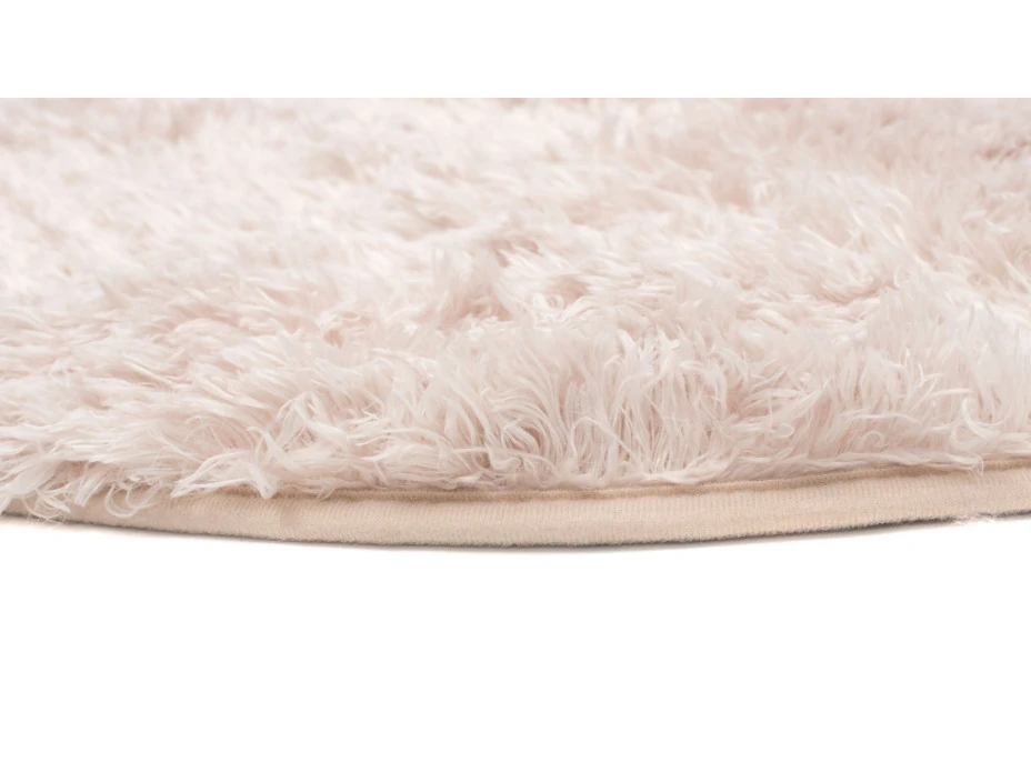 Plyšový guľatý koberec FIREN - béžový