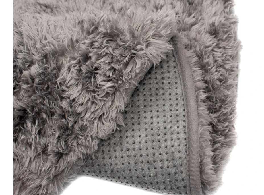 Plyšový guľatý koberec FIREN - sivý
