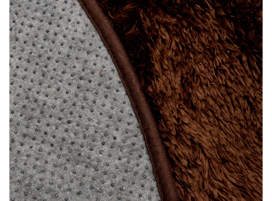 Plyšový guľatý koberec FIREN - hnedý